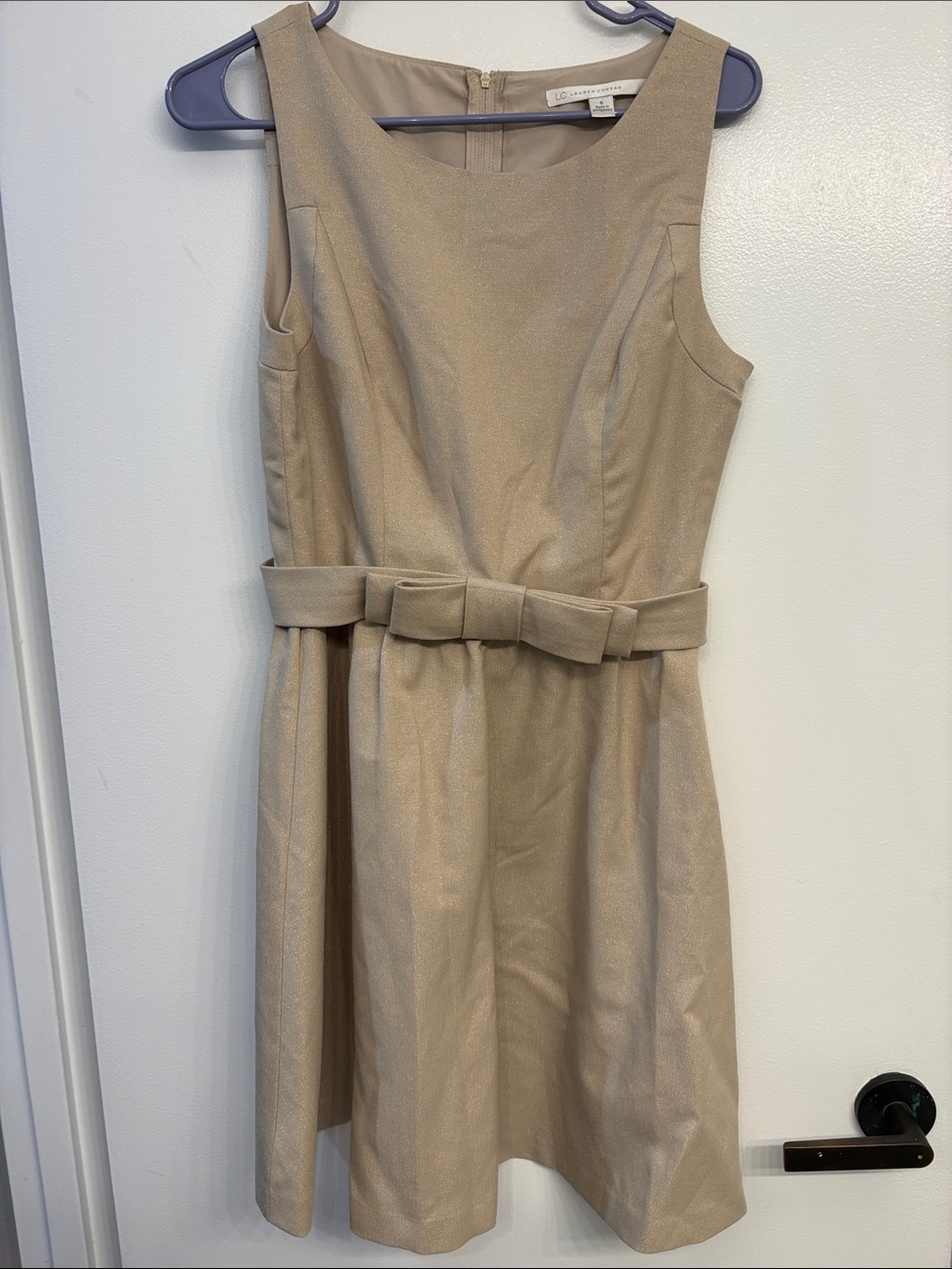 LC Lauren Conrad Tan Sleeveless Belted A-Line Mini Dress